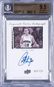 2009-10 UD "Exquisite Collection" Exquisite Rookie Autograph #72 Stephen Curry Signed Rookie Card (#059/225) - BGS GEM MINT 9.5/BGS 10